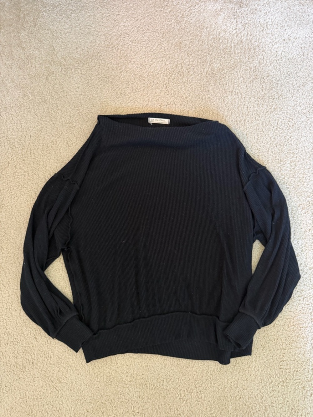 We The Free : Black Ribbed Boatneck Sweater